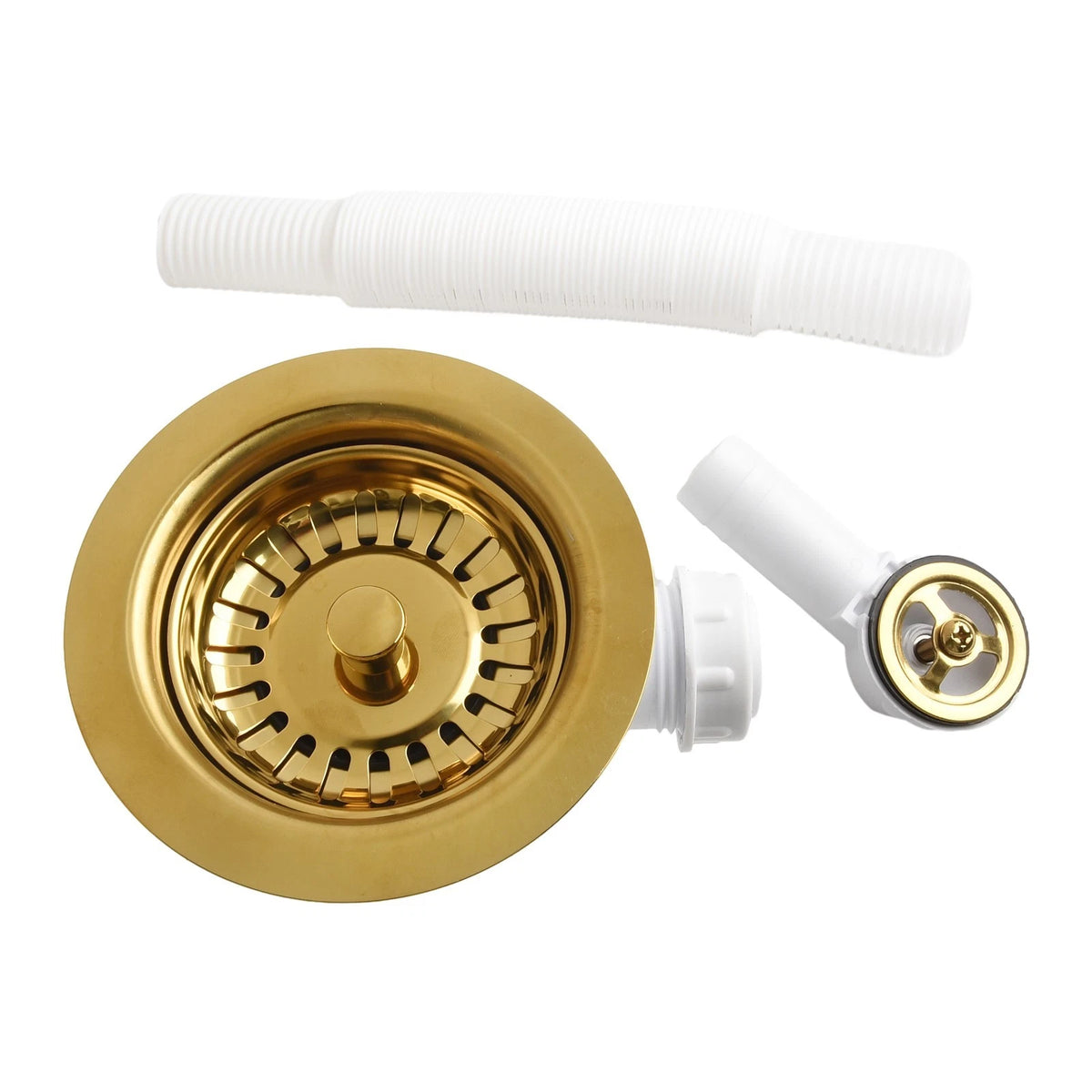 Elegant Gold-Plated Sink Downcomer Strainer with Overflow Prevention