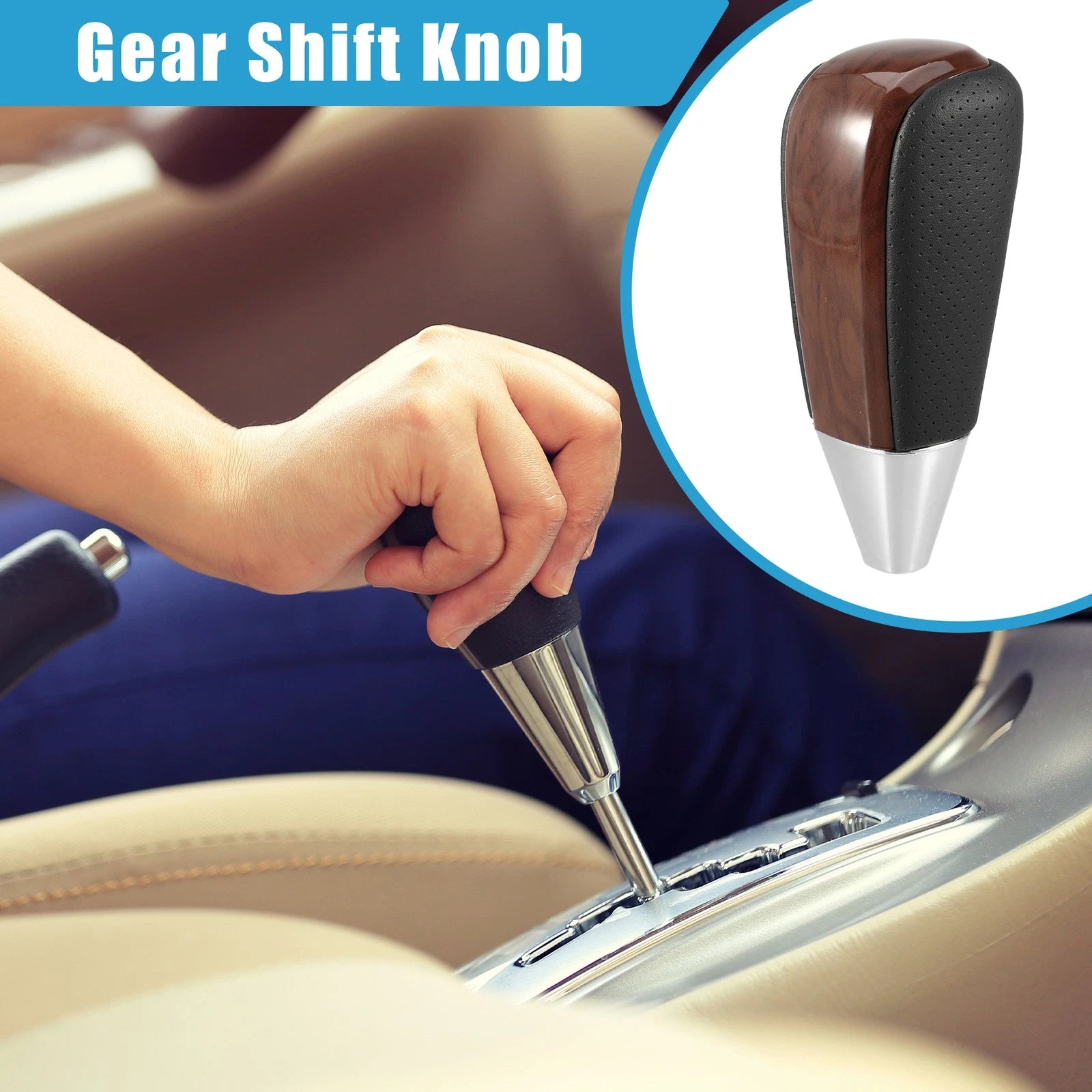 Gear Shift Knob Red Wood Pattern Replacement for Toyota Land Cruiser (2008–2024)