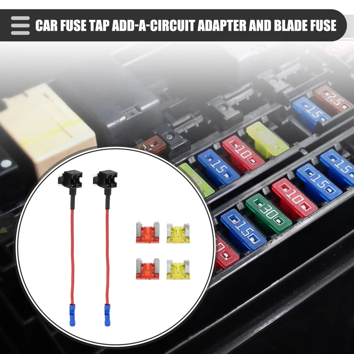 Circuit 12V Low Profile Mini Fuse Tap with 2x 10A 20A APS Fuses