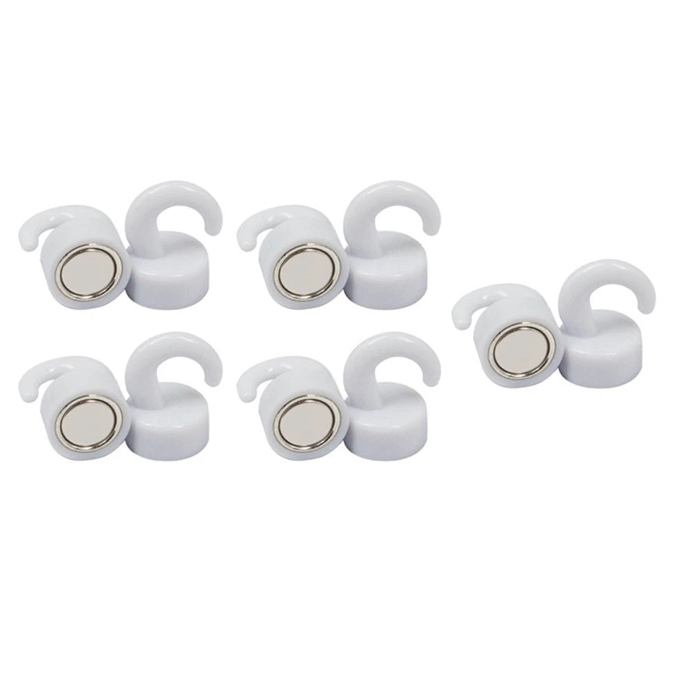 10 Pack Magnetic Hooks 12x18mm White Plastic for Fridge & Office Wall
