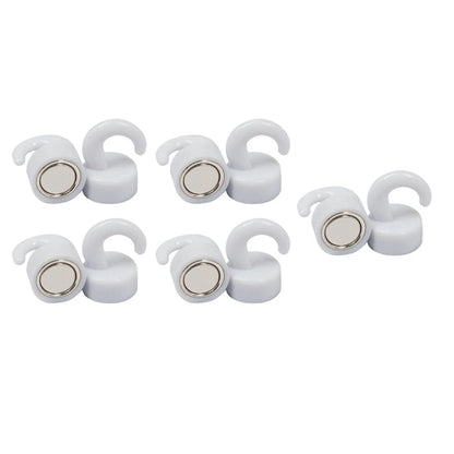 10 Pack Magnetic Hooks 12x18mm White Plastic for Fridge & Office Wall