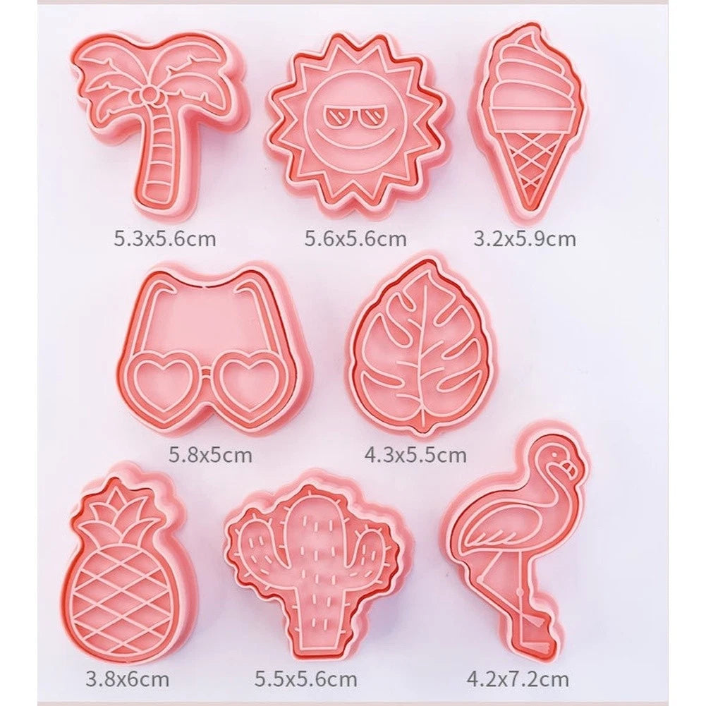 Set of 8 Summer Theme Biscuit Cutters for Kitchen Baking Tools