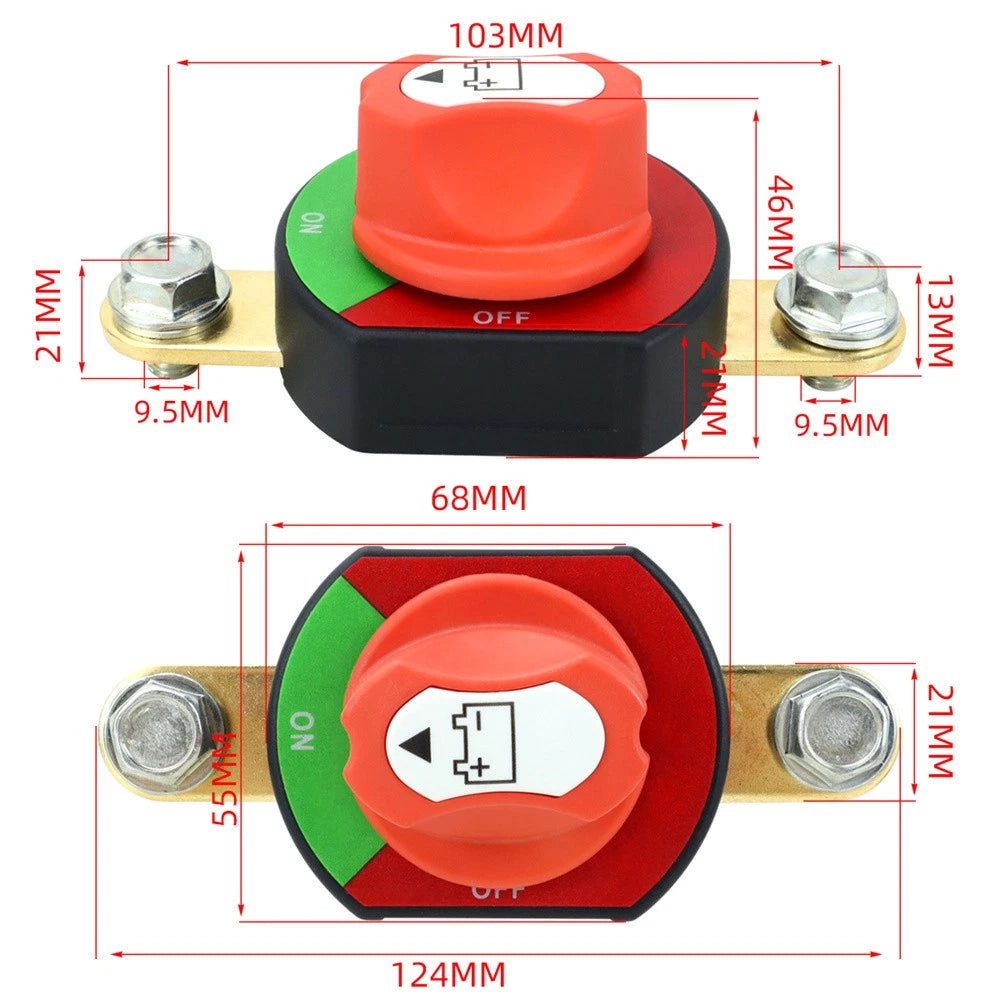 Battery Disconnect Switch for Car Vehicle RV Boat (12-48V)