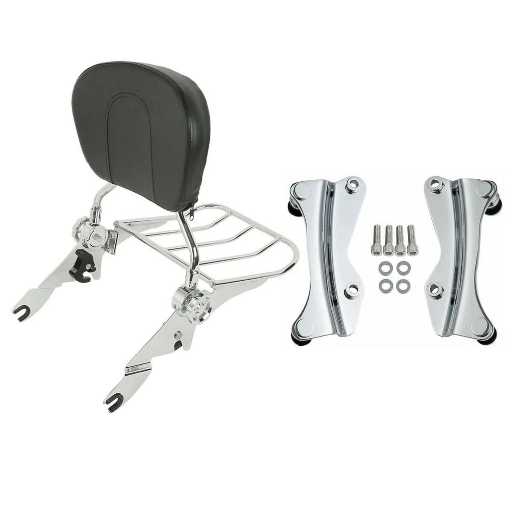 Chrome Sissy Bar Backrest Rack Docking Hardware Kit for Harley Touring (2014–2024)