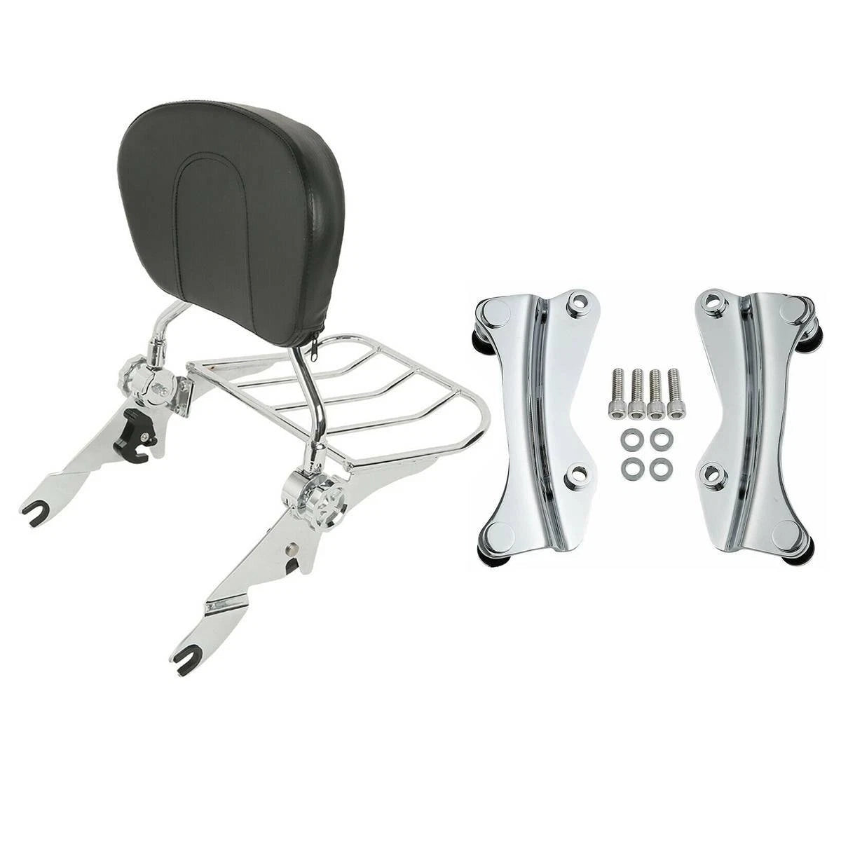 Chrome Sissy Bar Backrest Rack Docking Hardware Kit for Harley Touring (2014–2024)
