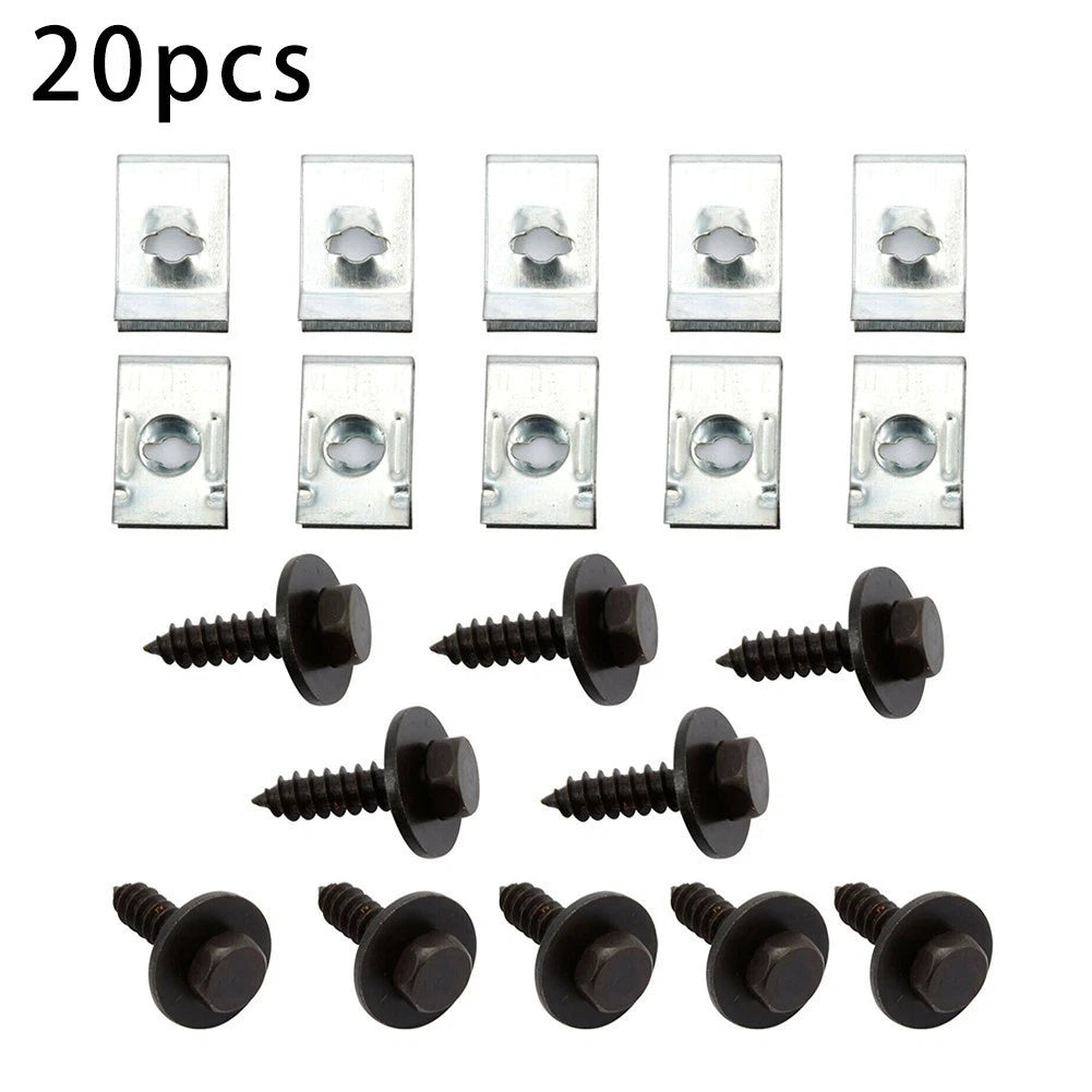 Set of 20 Black & Silver Chassis Guard Screws for Car Dashboard Panel