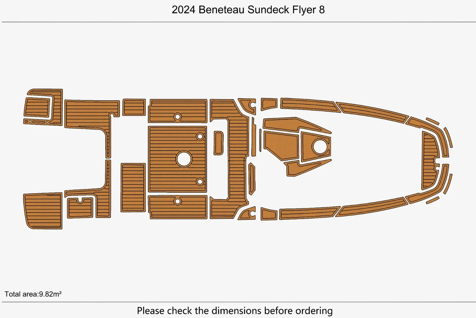 EVA Foam Teak Deck Floor Mat for Beneteau Sundeck Flyer 8 (2024)