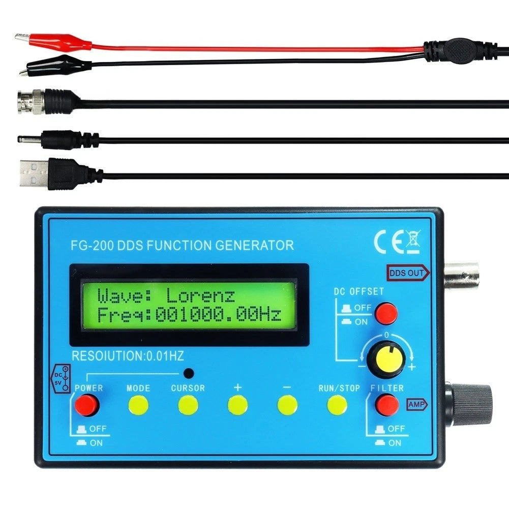 FG 200 Signal Generator Blue Metal Unit with 15 Waveform Output BNC Cable