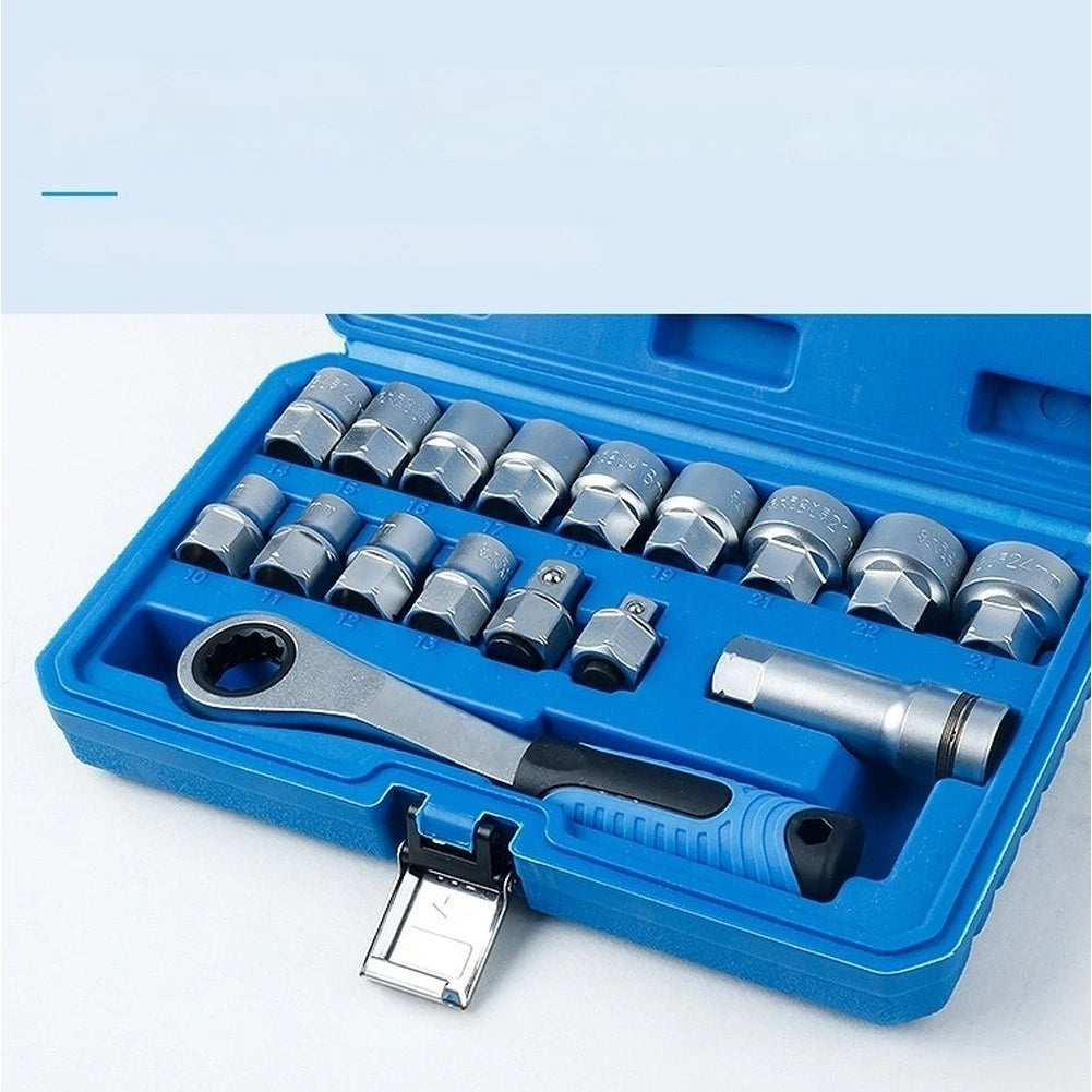 17pc 12-Point Pass-Through Socket Wrench Set for CRV-Compatible Applications