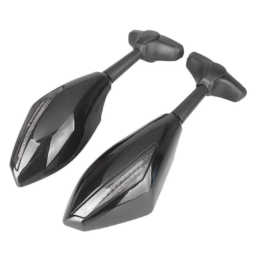 Motorcycle Rearview Mirror with Yellow Indicator Light for Road Bike