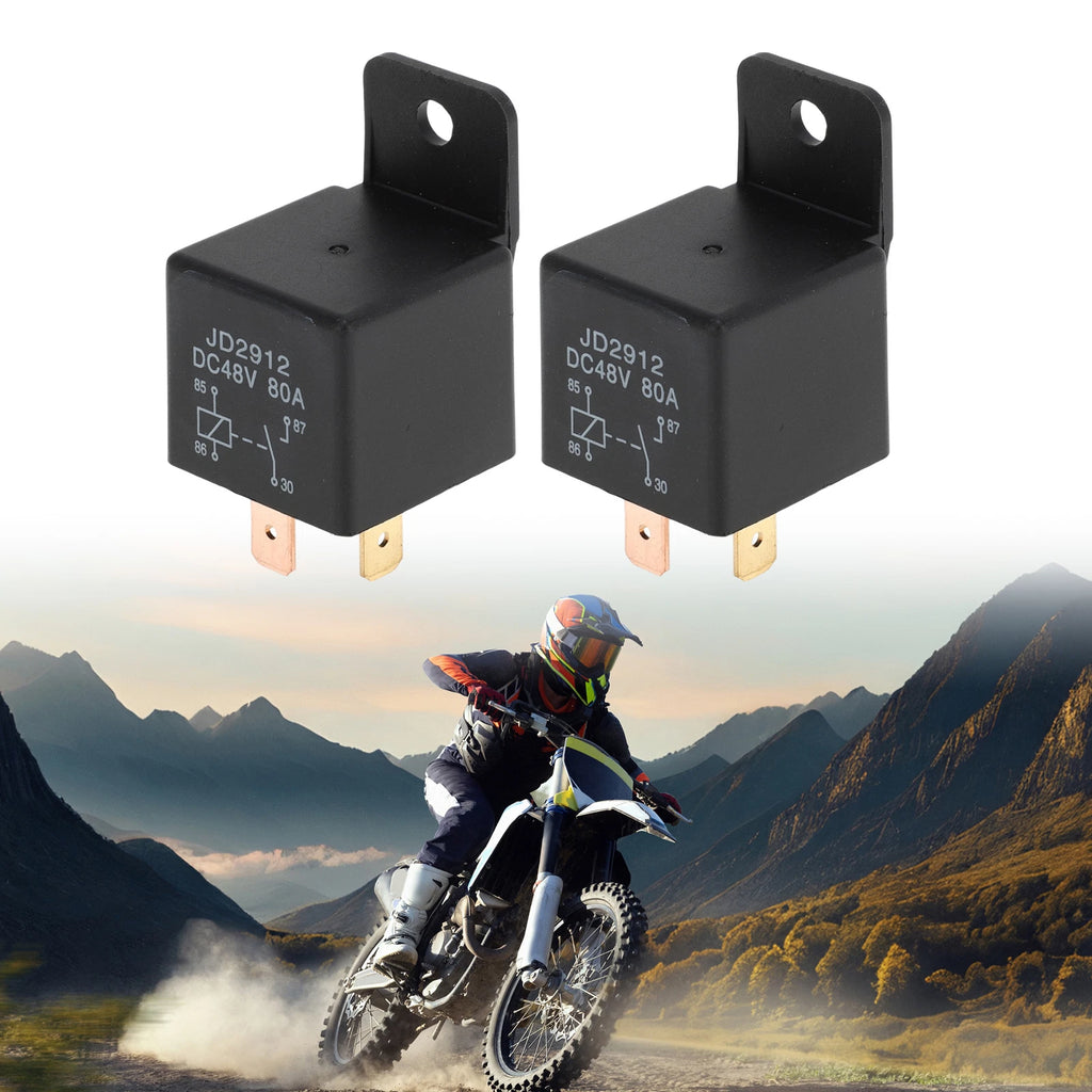 2X 4-Pin 48V 80A Waterproof Auto Relay for Universal Applications
