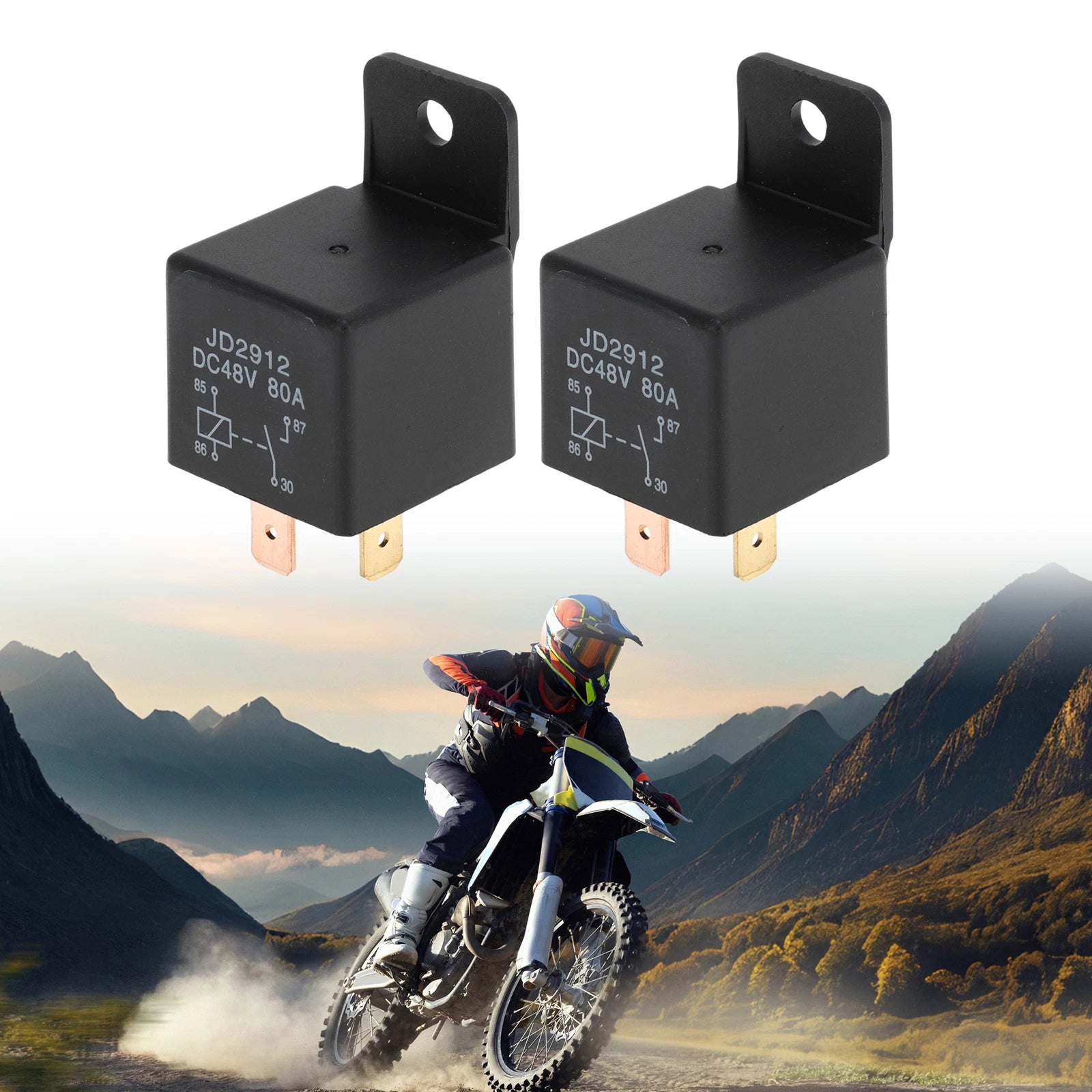 2X 4-Pin 48V 80A Waterproof Auto Relay for Universal Applications