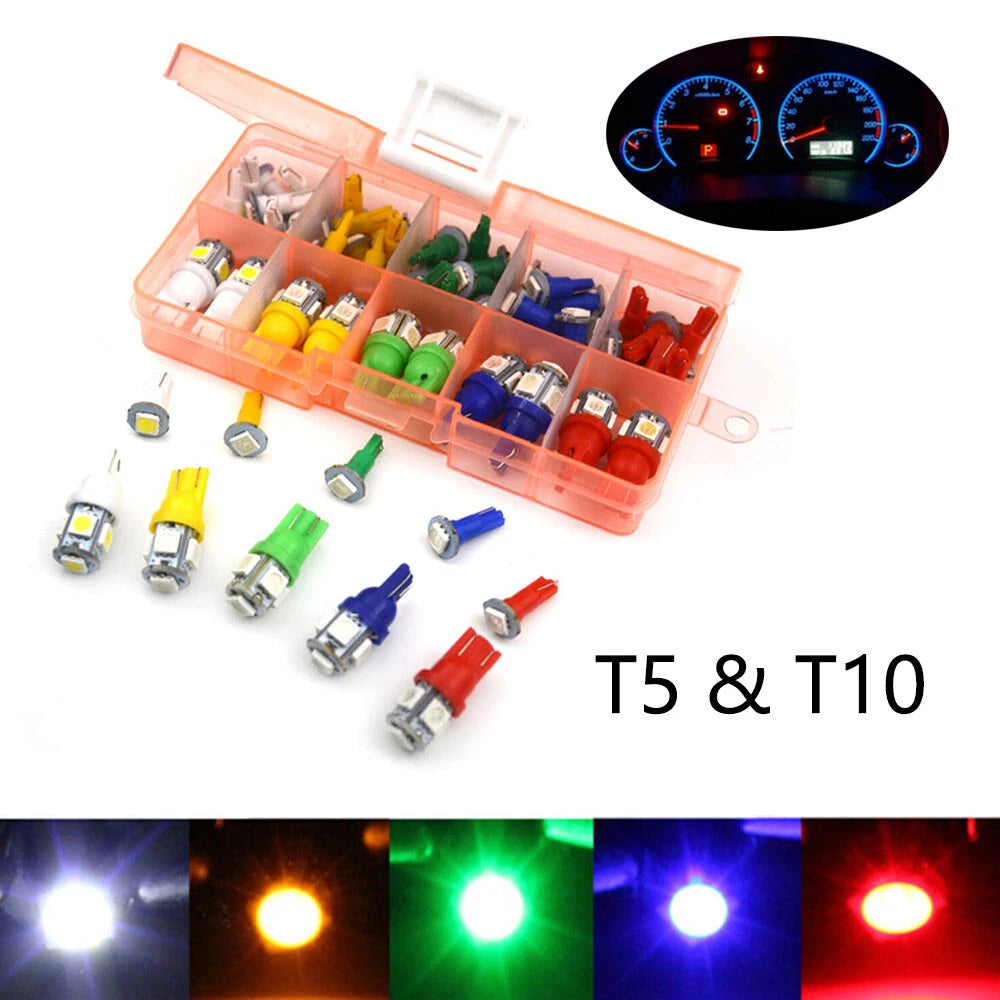40Pcs T5 T10 LED Light Bulbs for Universal Car (12V)