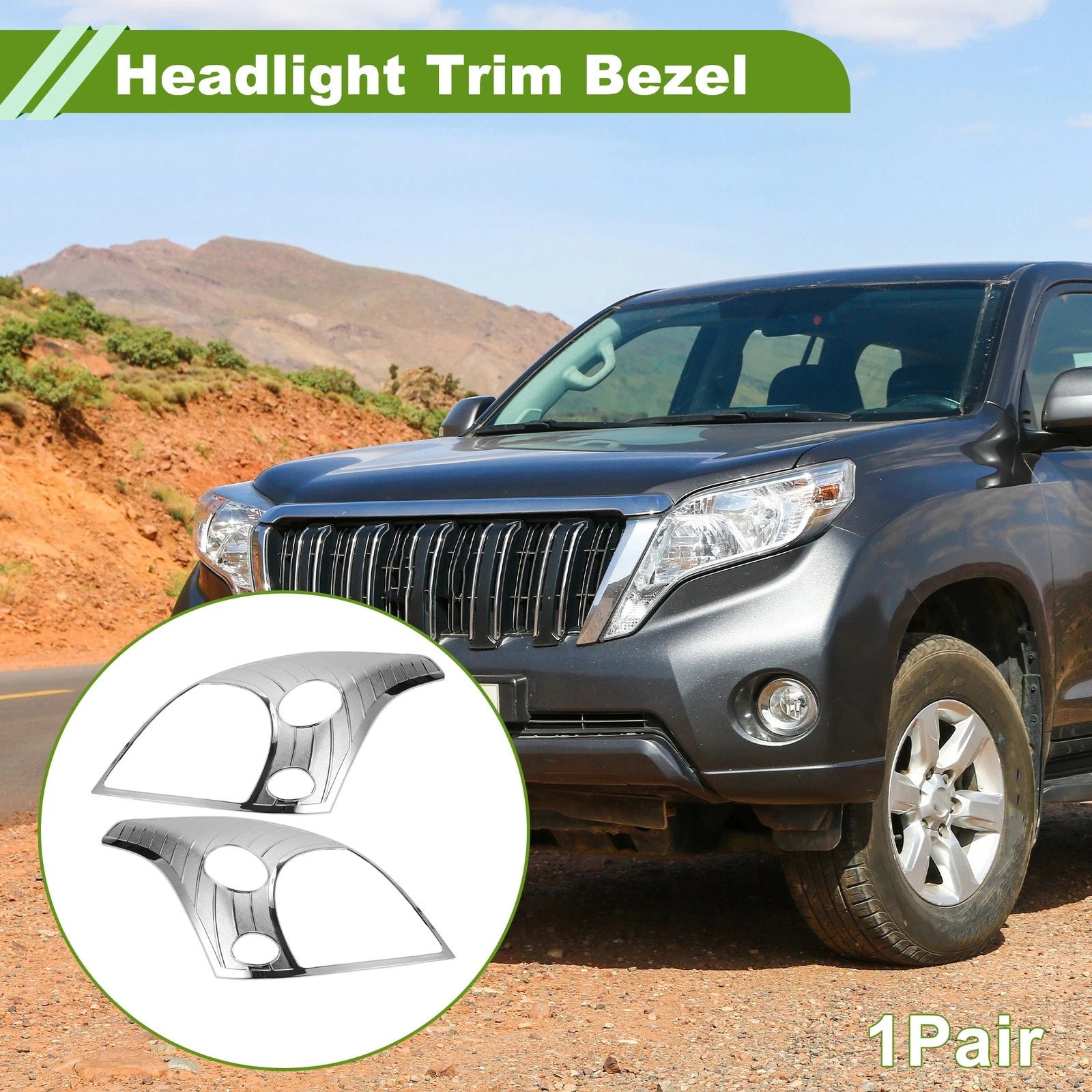 Headlight Trim Bezel Pair Front Left Right for Toyota Prado FJ120 (2003–2009)