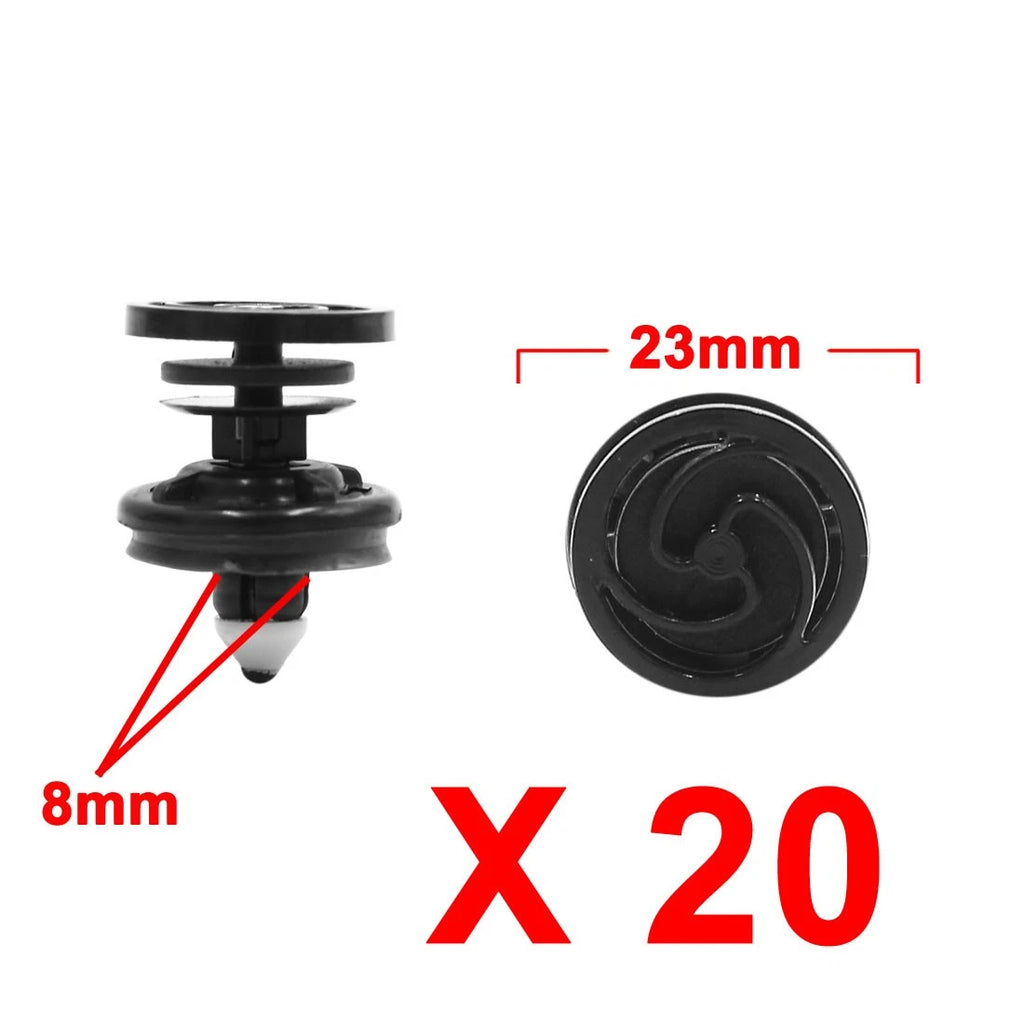 Black Plastic Rivet Clips Bumper Fastener 8mm for Audi (2005–2024)
