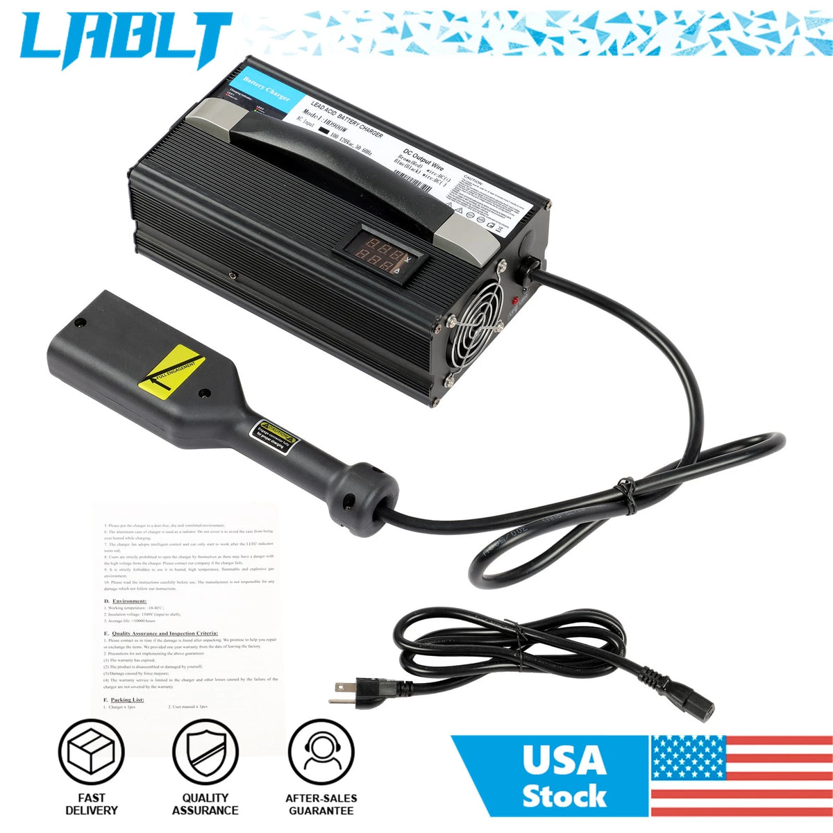D-Style Plug for EZGO TXT Golf Cart (1996–Present) 36V 20A Charger