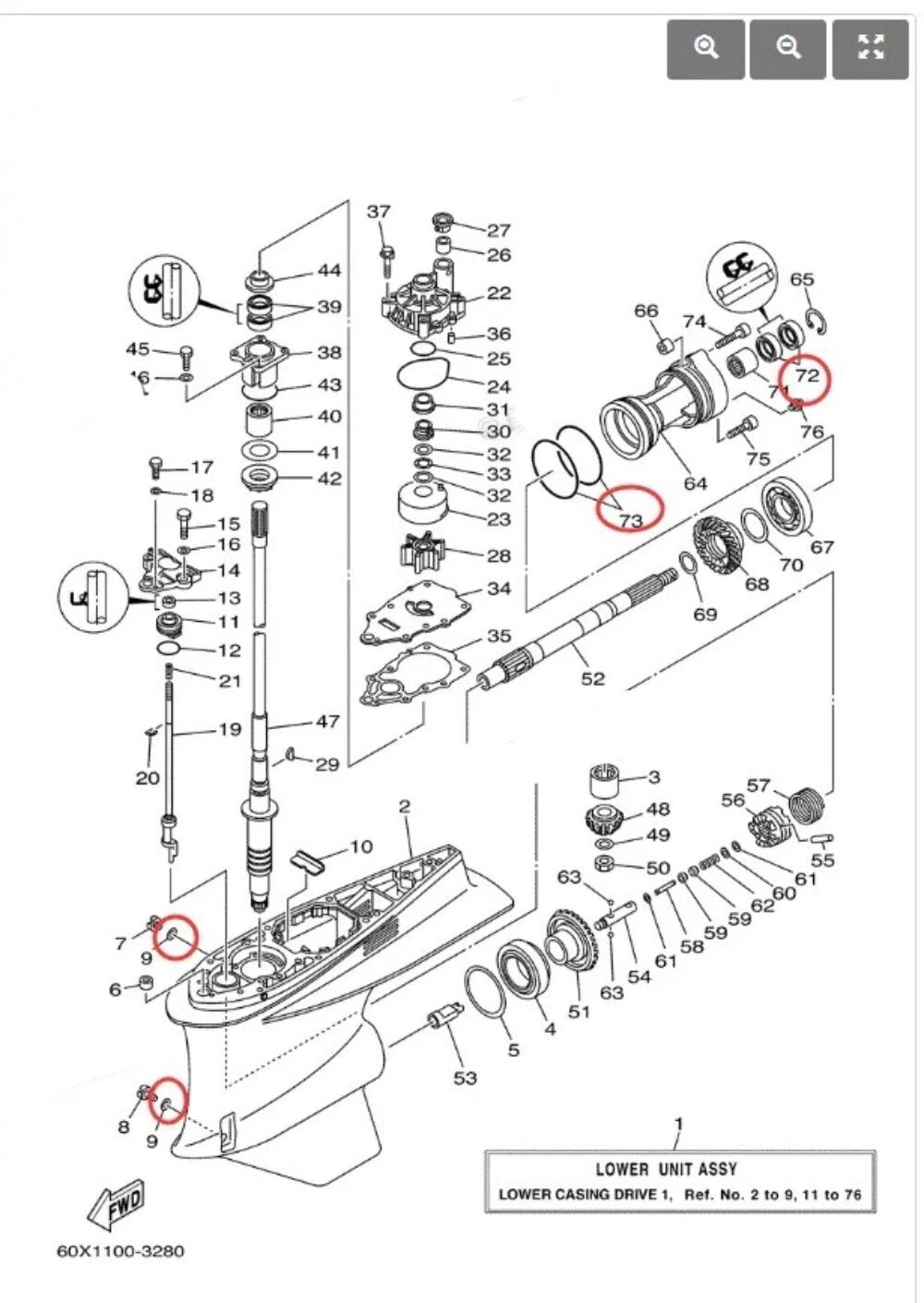 Propeller Shaft Seal Kit for Yamaha VZ Series 200-300HP (w/Cotter Pin 91490-40030)