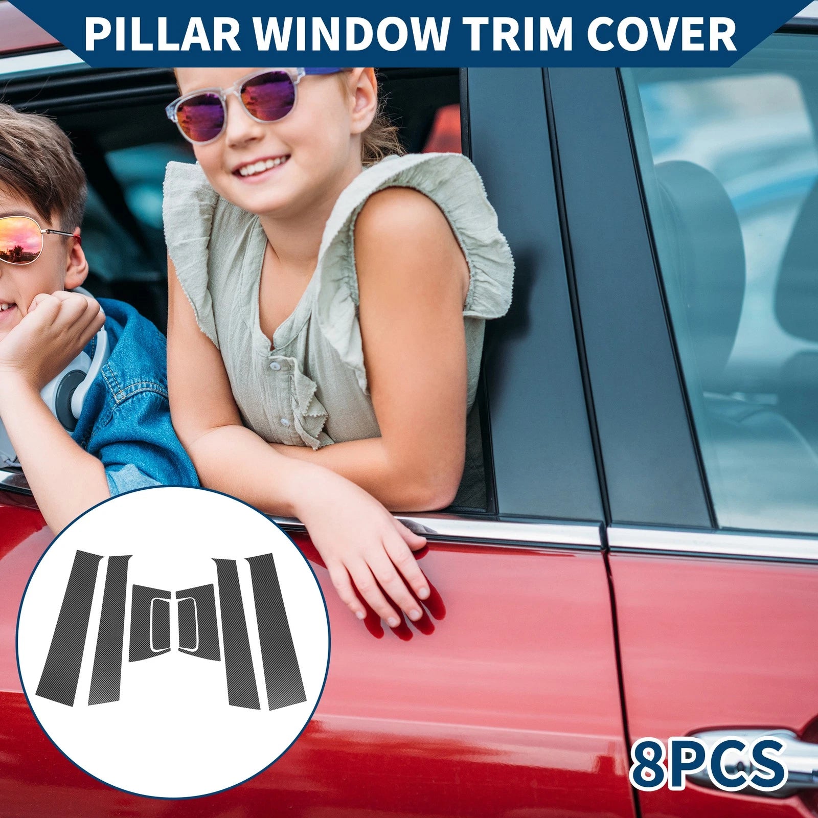8 Pcs Door Pillar Window Trim Replacement for Honda HR-V (2016–2021)