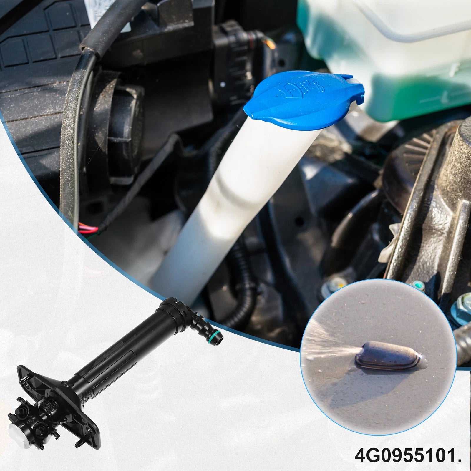 Left Headlight Washer Nozzle Replacement for Audi A6 S6 (2012–2015)
