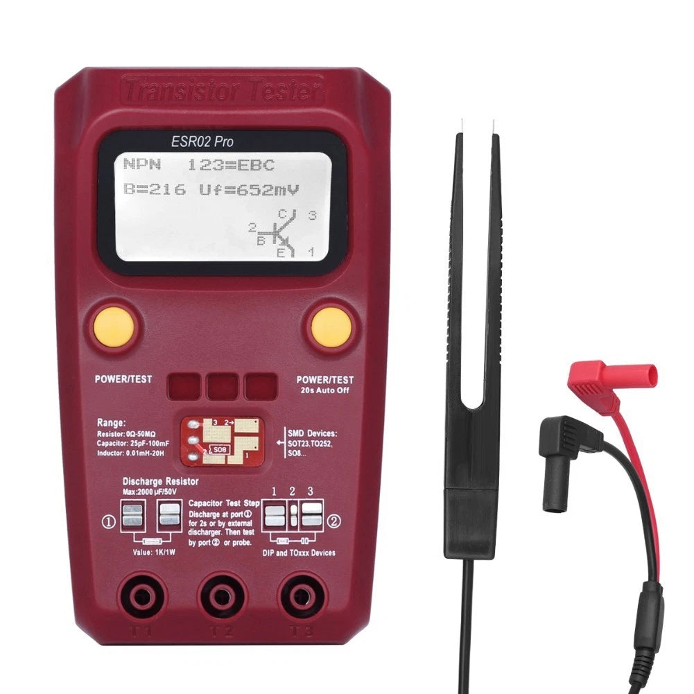 ESR02 Pro Digital Transistor Tester for SMD Diodes Resistors Capacitors