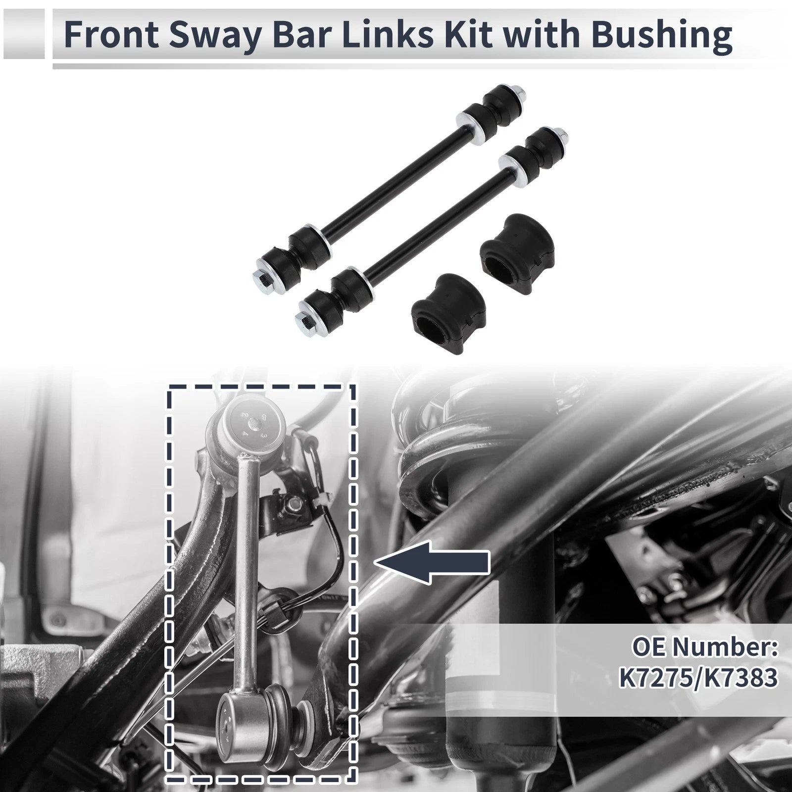 Front Stabilizer Bar Links with 2 Bushing for Dodge Ram 1500 (2002–2018)