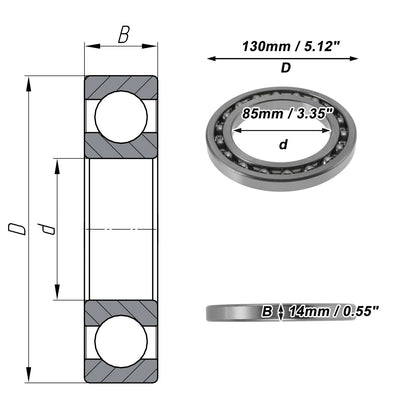 Deep Groove Ball Bearing 85x130x14mm for Scooter Skateboard (1Pc)