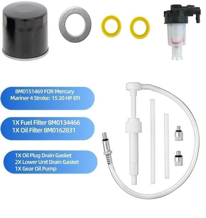 Outboard Oil & Filter Change Kit for Mercury 15 20 HP Fuel Filter Kit