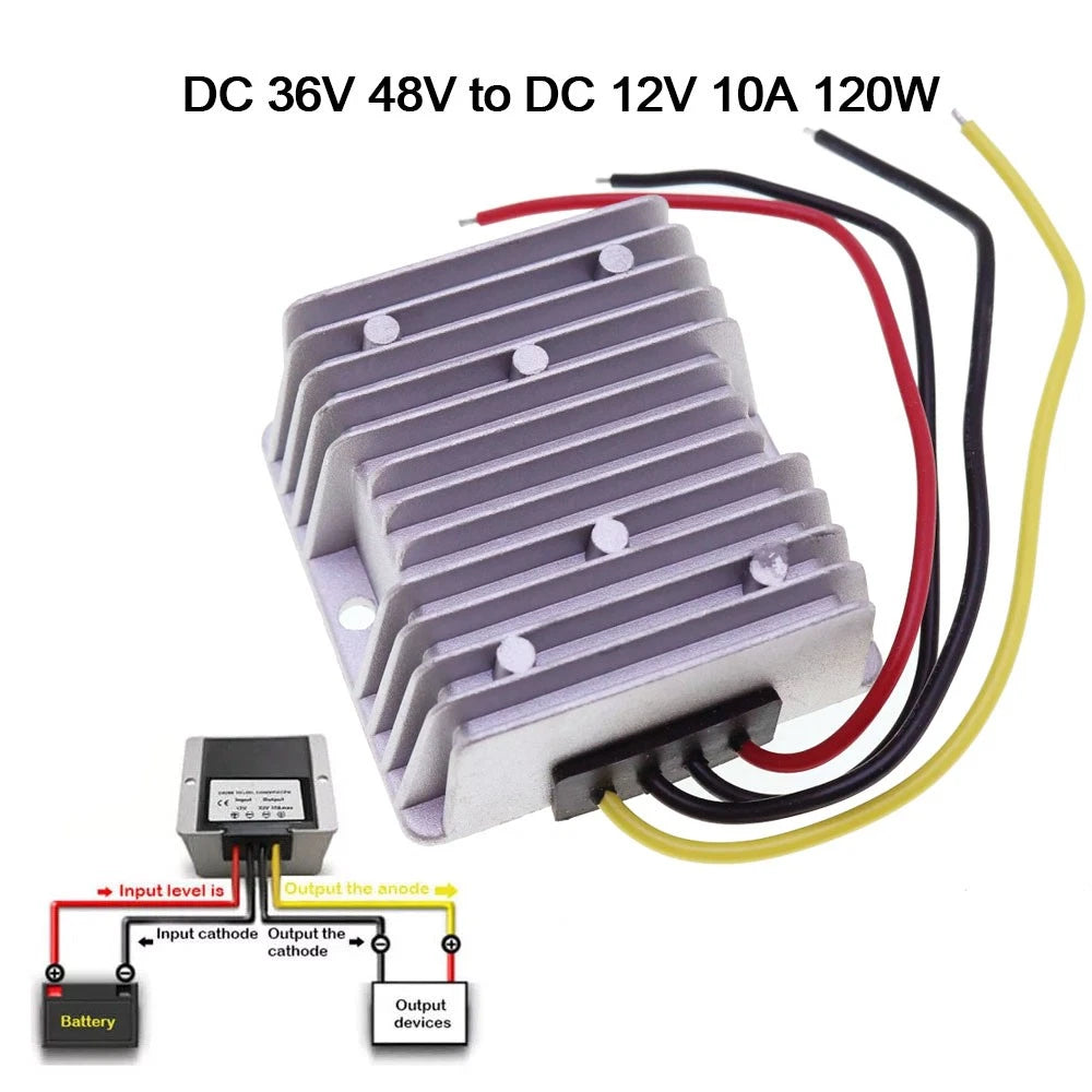 Voltage Reducer Converter Regulator DC48V to DC12V 10A Waterproof For Golf Cart