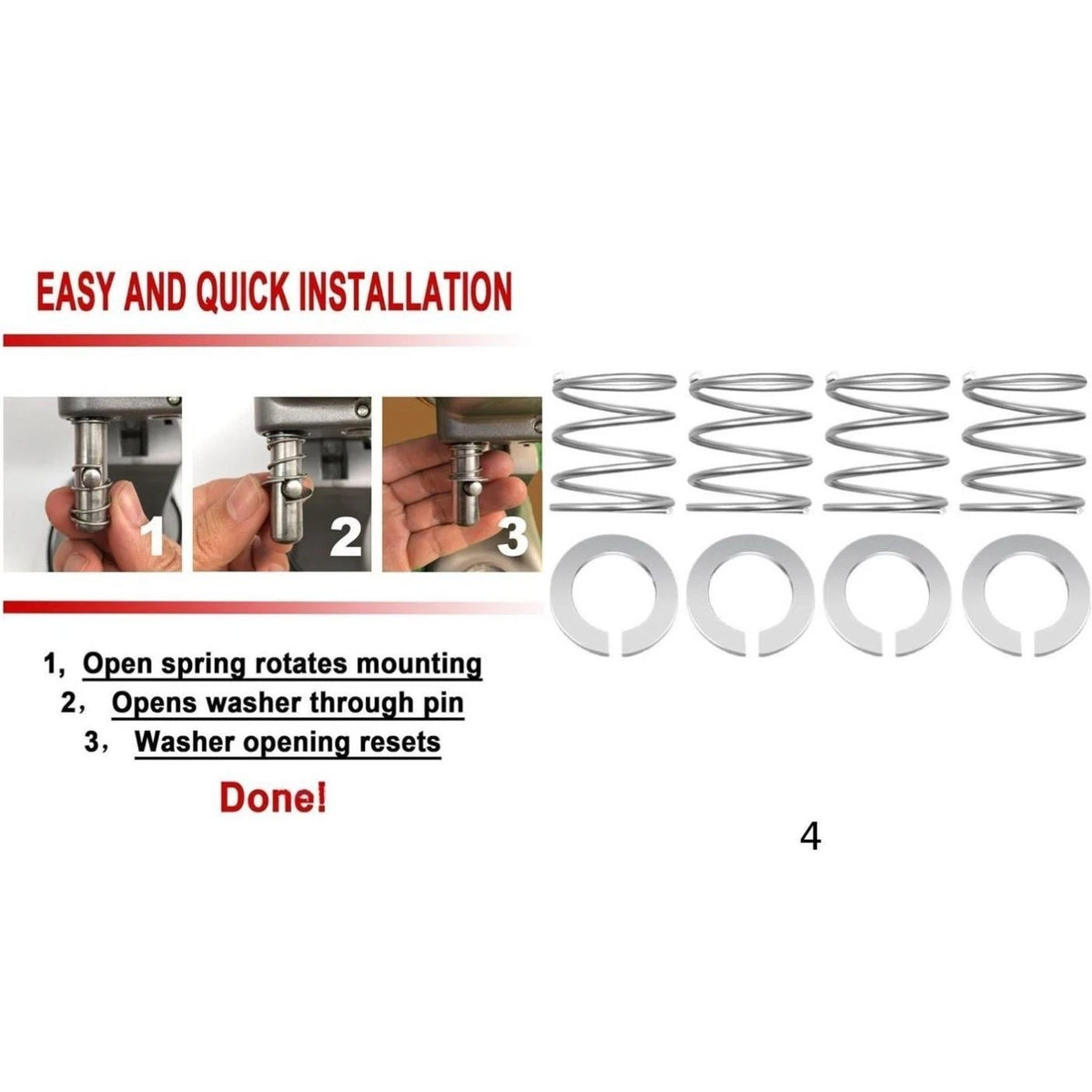 Set of 4 Stainless Steel Springs and Washers for Mixer 3.57 Quart