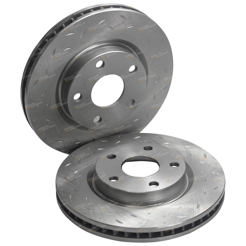 2 Front Drilled + Slotted Brake Rotors for VE VF V6 Commodore (2006–2013)