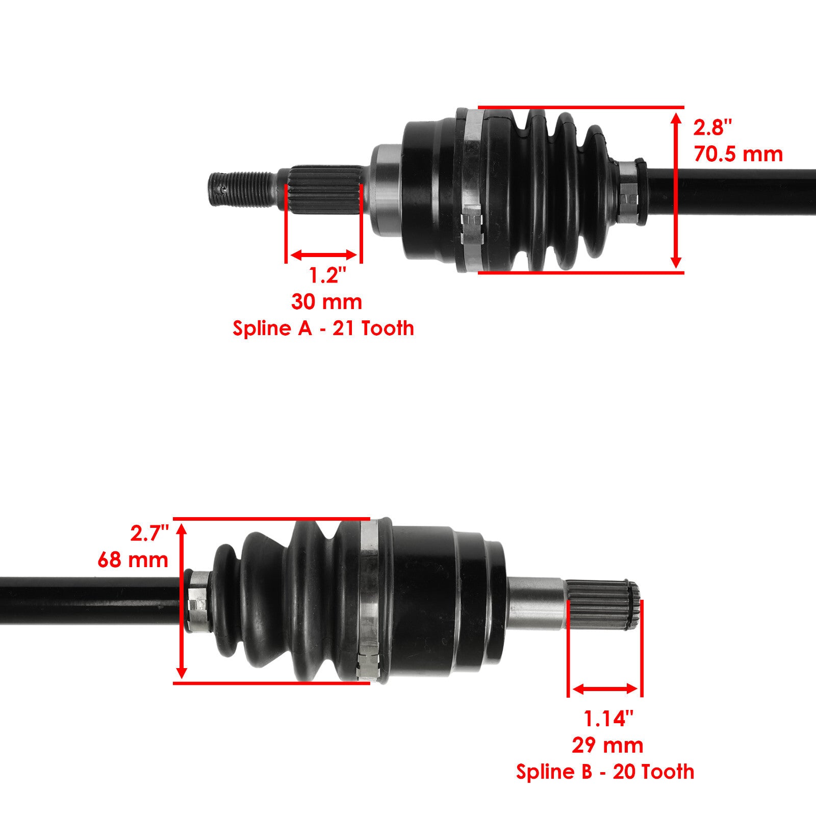 Front and Rear Axle Replacement for Honda Rincon 650 TRX650 2003–2005