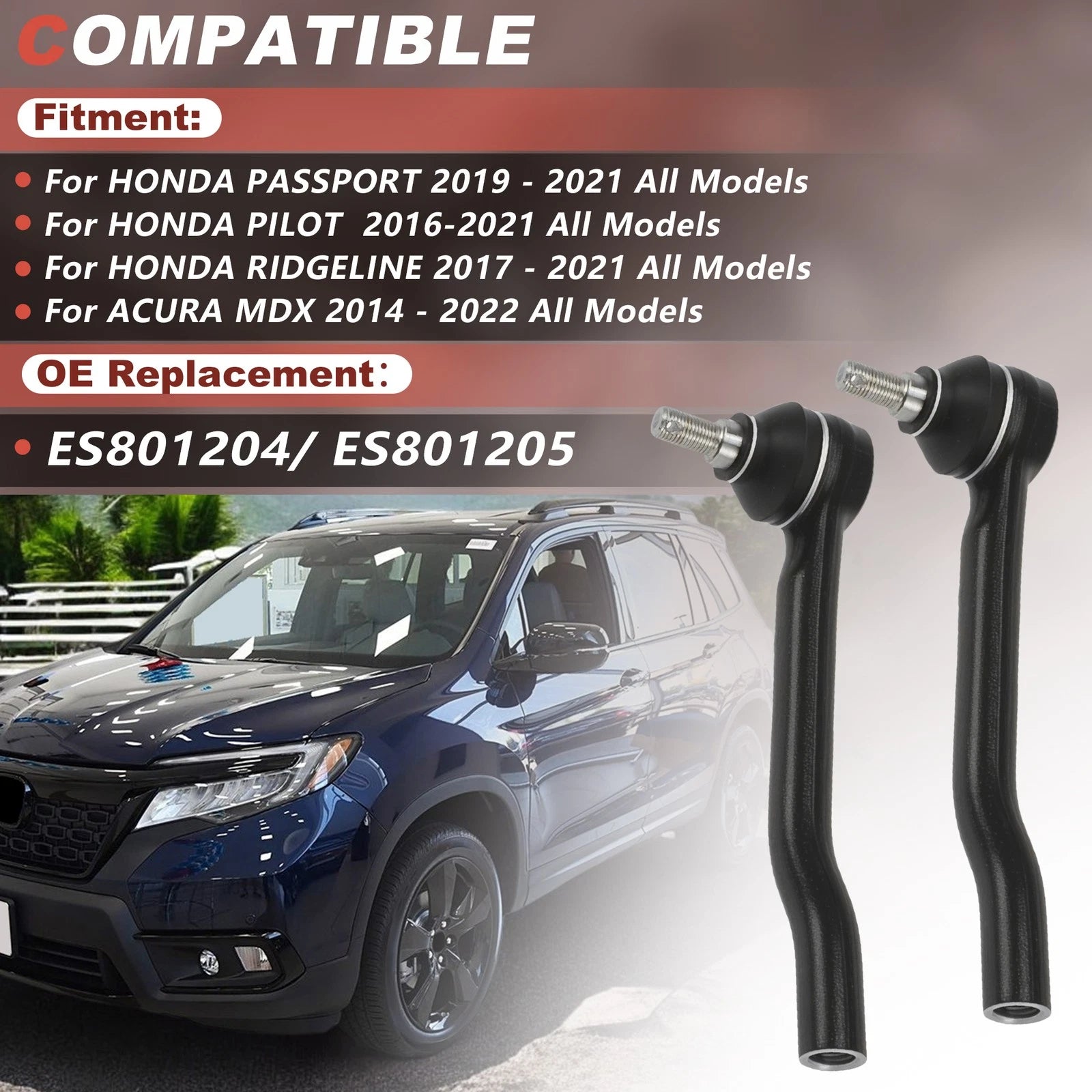 Front Left Right Outer Tie Rod Ends Replacement for Honda Passport Ridgeline (2019–2024)
