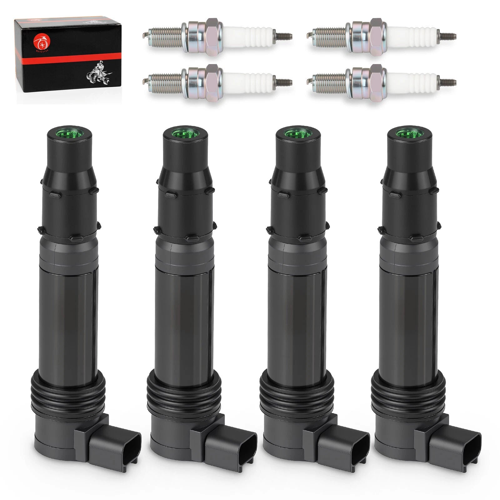 4X Ignition Coils & Iridium Spark Plugs for Kawasaki Ninja ZX600 (2000–2009)