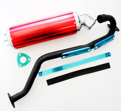 Exhaust Pipe + Red Alloy Muffler for 150cc 200cc 250cc Quad ATV Dune Buggy