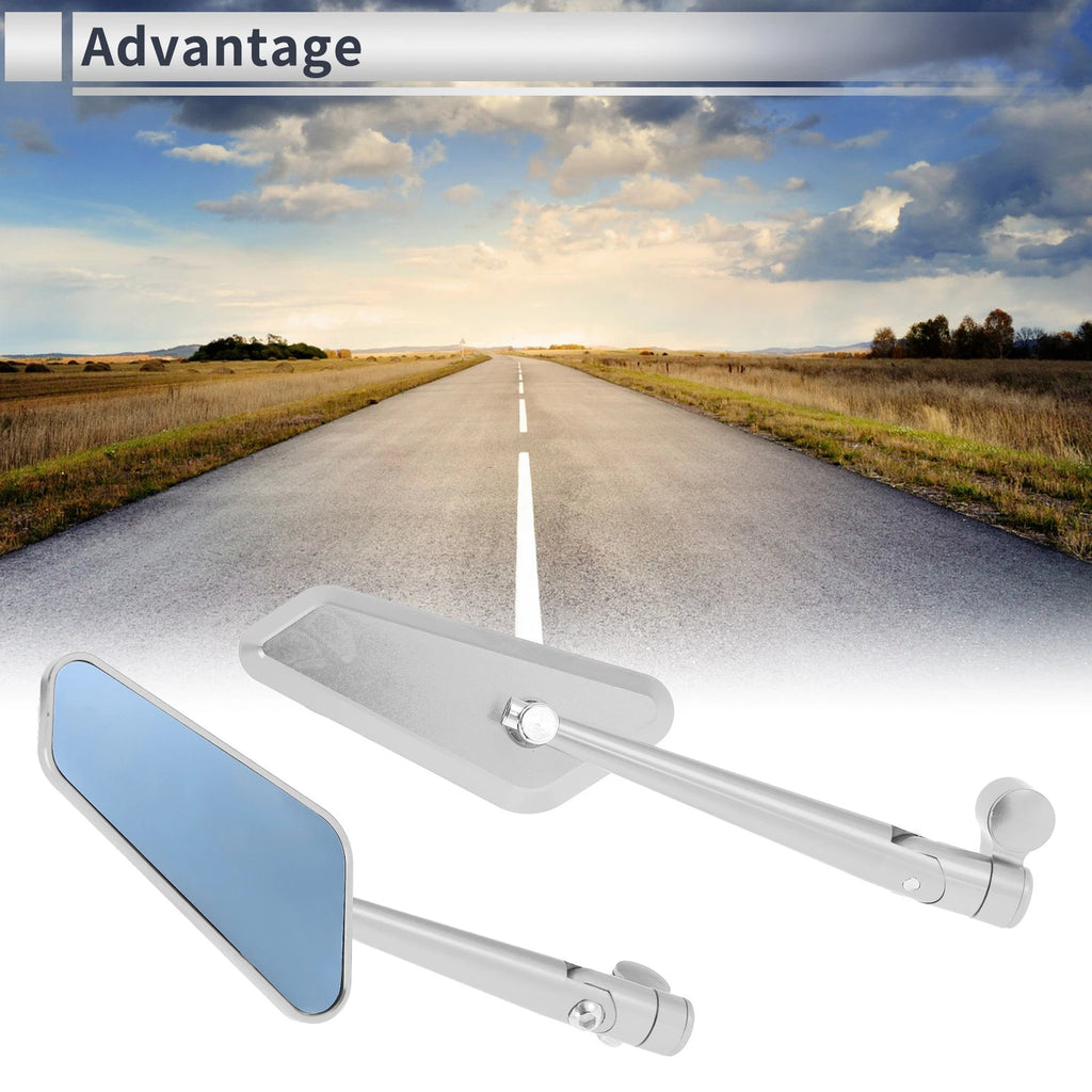 M8/M10 Motorcycle Rear View Mirrors for (Prismatic, Silver)