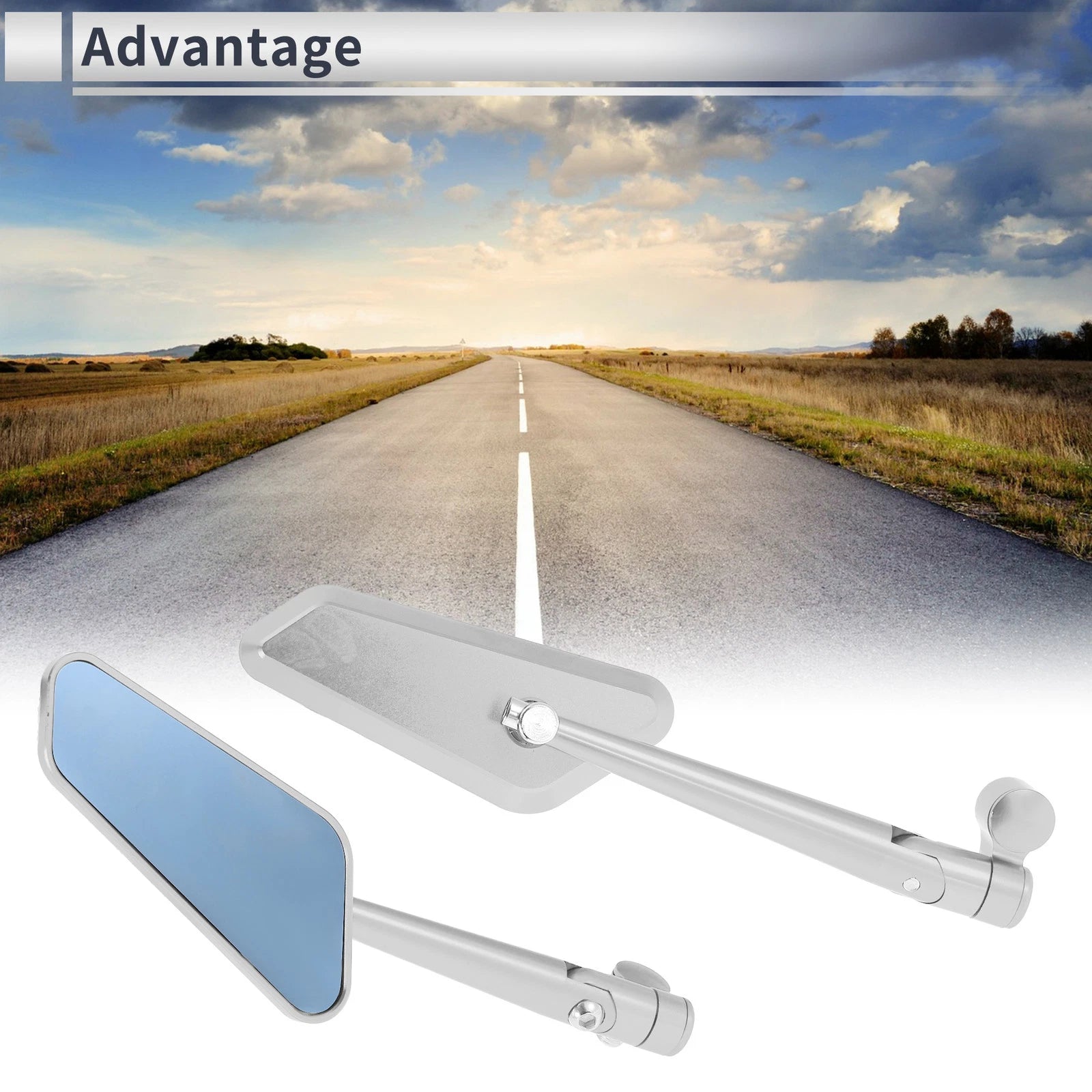 M8/M10 Motorcycle Rear View Mirrors for (Prismatic, Silver)