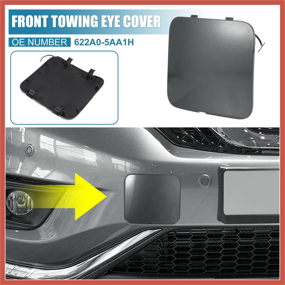 Front Bumper Tow Hook Cover for Nissan (622A0-5AA0H, 622A0-5AA1H)