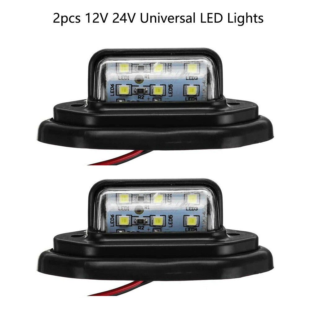 2Pcs LED License Plate Lights for Car Truck (12-24V)