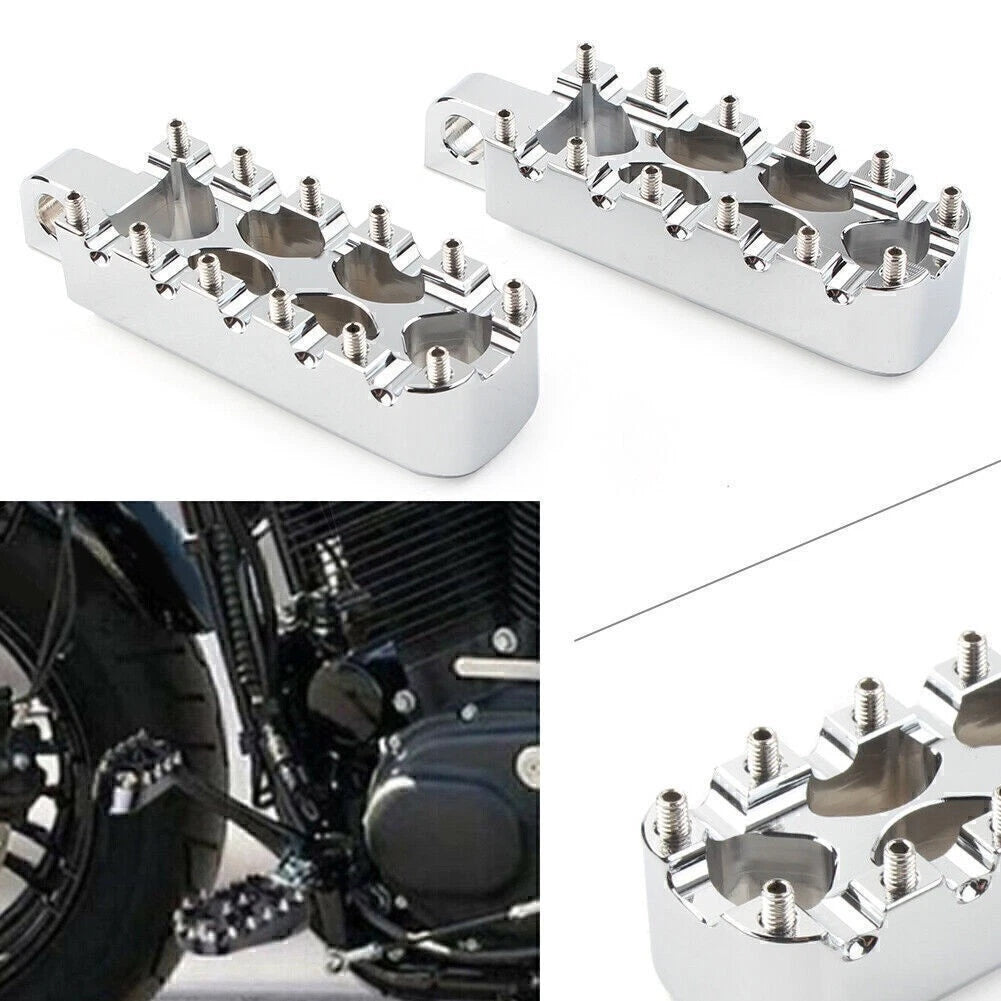 MX Style Foot Pegs for Harley Dyna, Electra, Tri Glide, Softail, V-Rod (Chrome)