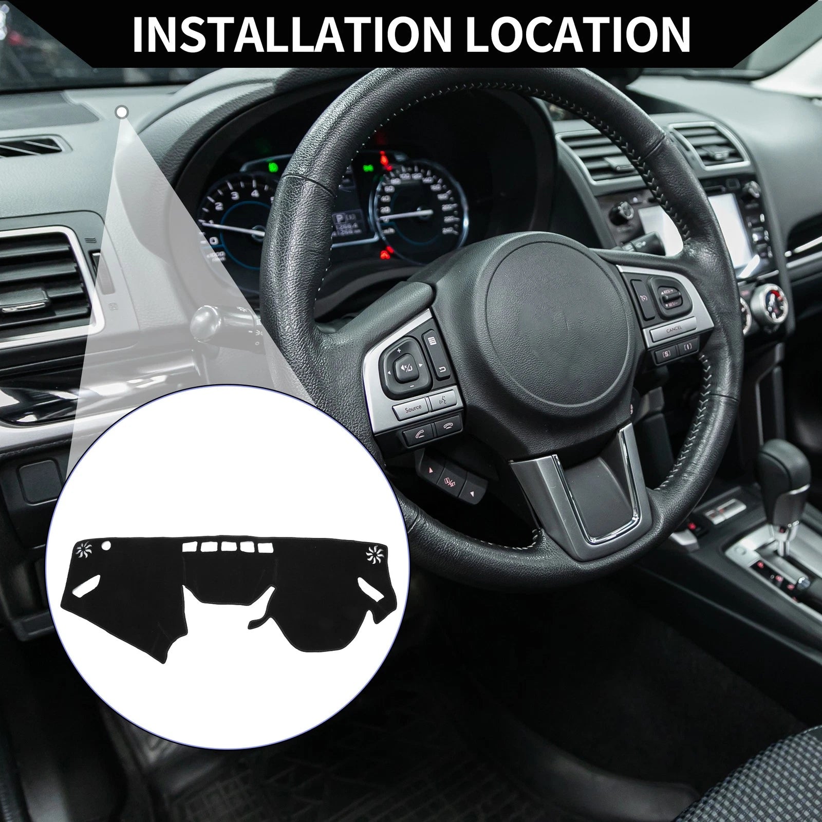 Dashboard Dash Cover Mat for Subaru Forester (2018–2024) Protector Black 1 Set