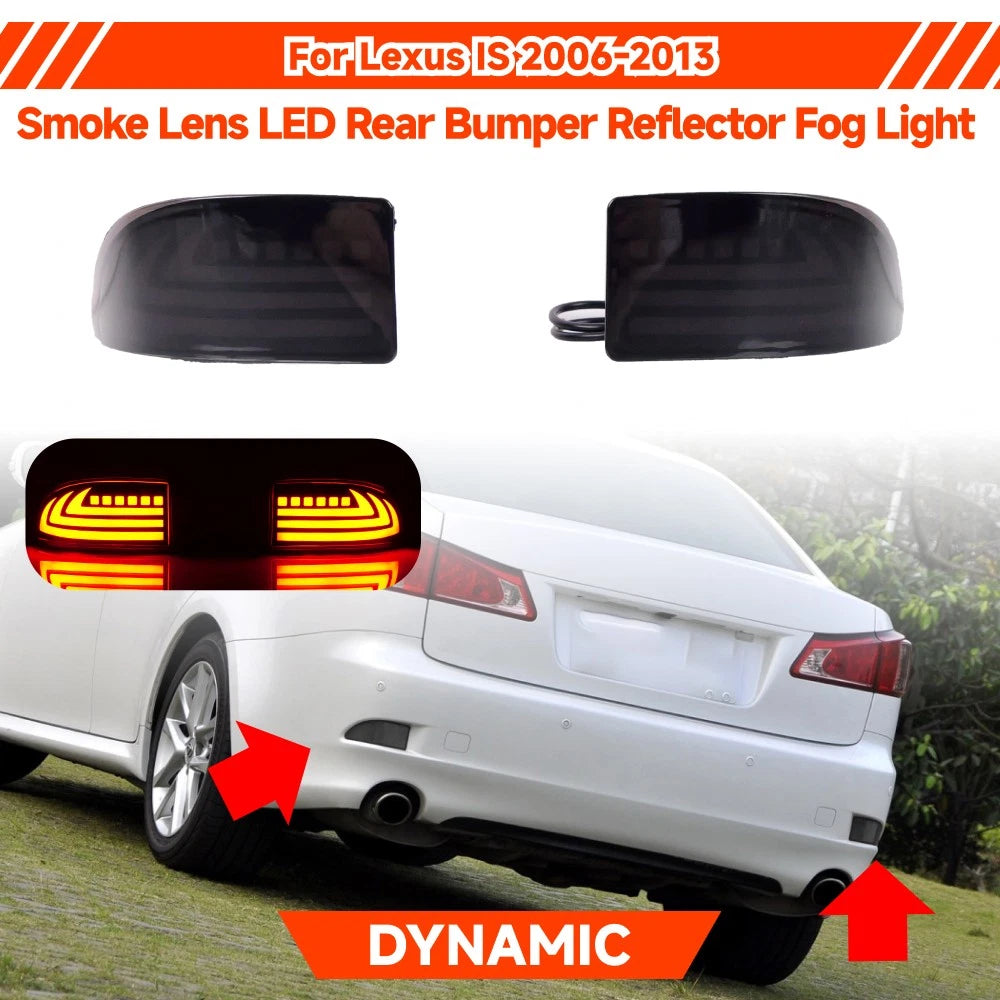 LED Rear Bumper Reflector Fog Light w/Turn Signal for Lexus IS (2006–2013)