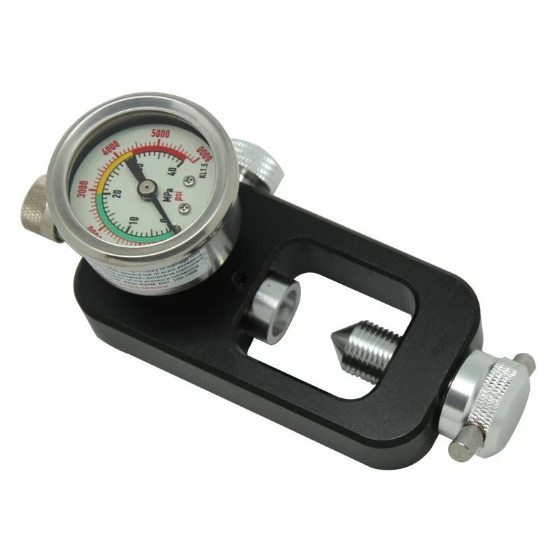 DIN Compatible Air Inflator Adapter with 6000 psi Pressure Gauge