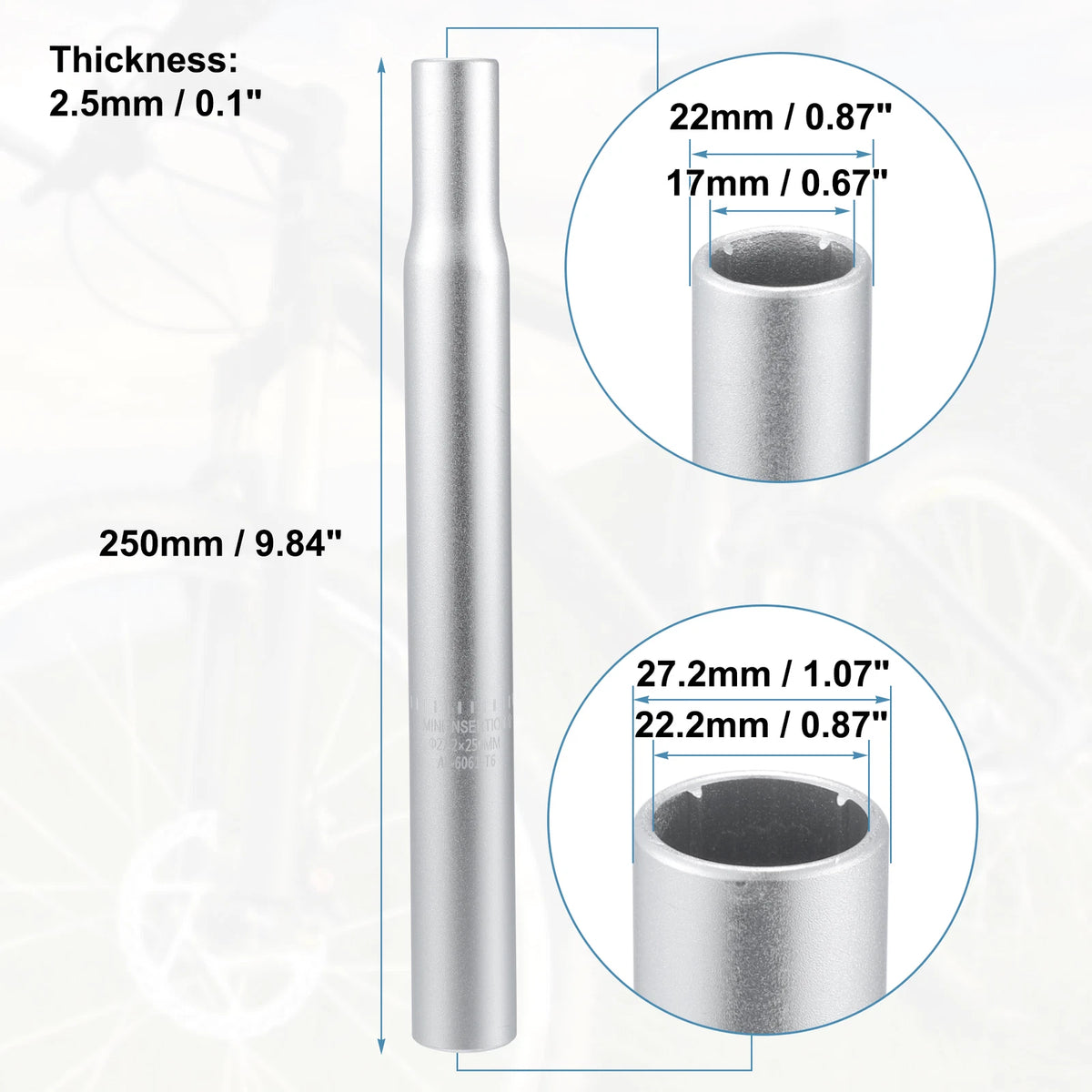 Aluminum Alloy Seat Post with Scale Mark for Bicycle (27.2mm x 250mm)