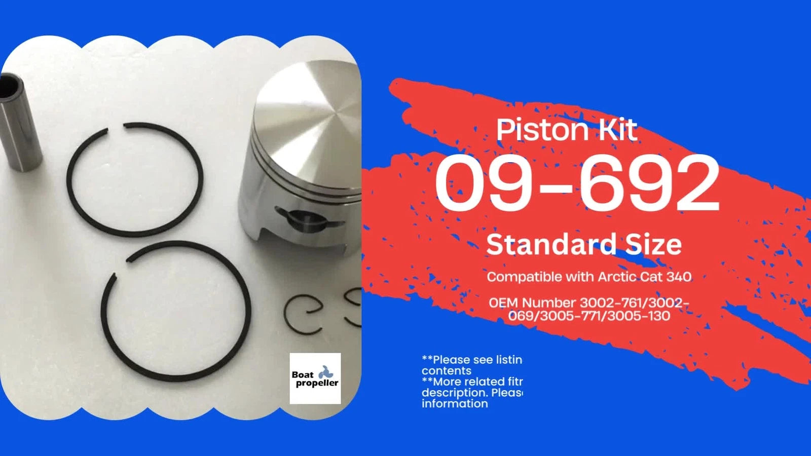 Piston Kit for Arctic Cat 340 (STD) 09-692 3002-069