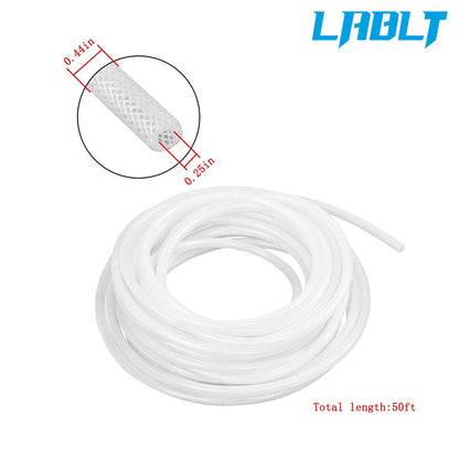 1/4" × 7/16" Braided Clear PVC Vinyl Tubing for LABLT (50 Ft, 15Bar)