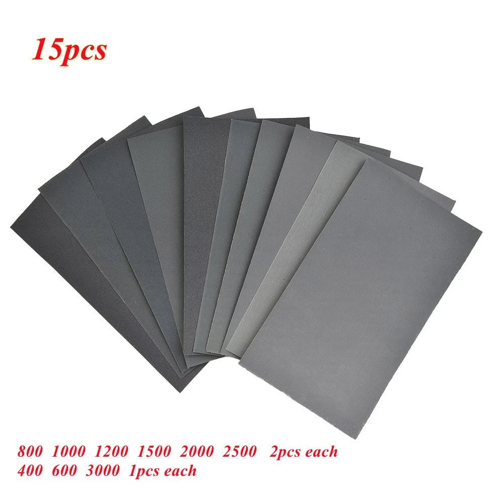 Set of 15 Silicon Carbide Sandpaper for Automotive Use