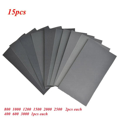 Set of 15 Silicon Carbide Sandpaper for Automotive Use