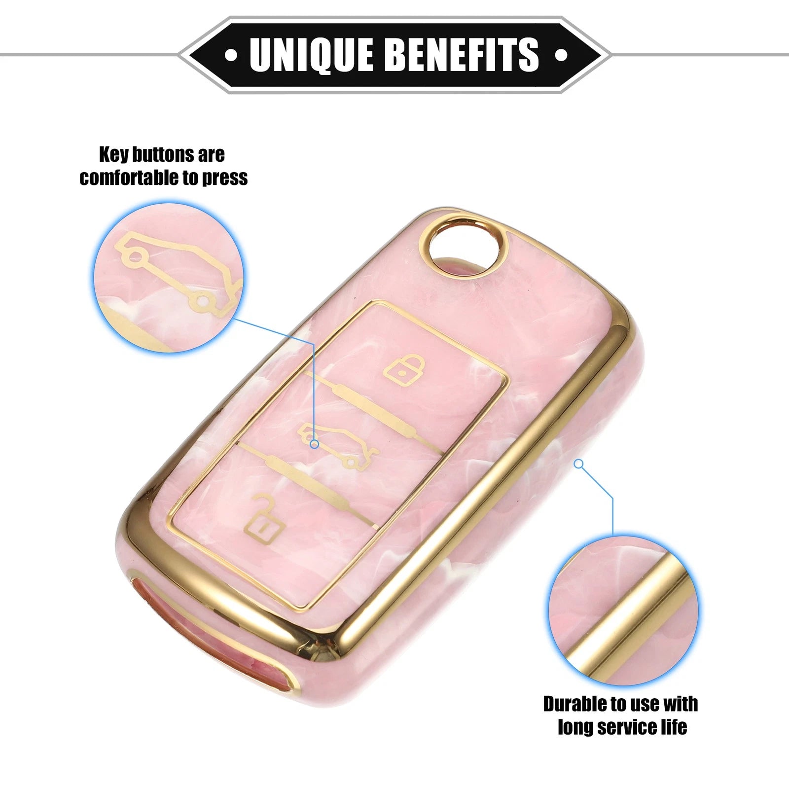 3 Button Remote Key Fob Cover Shell Replacement for Volkswagen Jetta Passat (2011–2018)