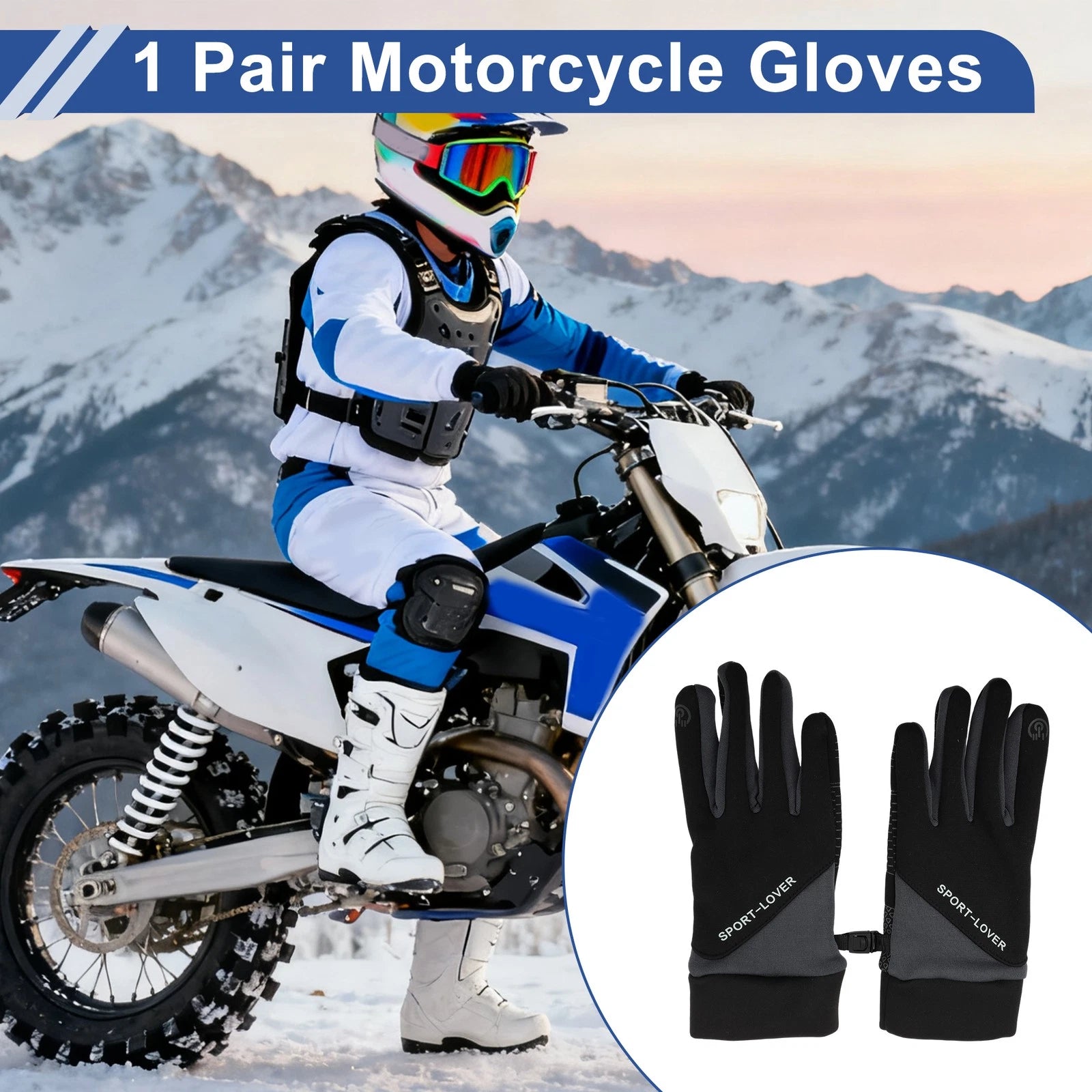 Outdoor Fleece Cycling Gloves Replacement for Mountain Biking (One Size)