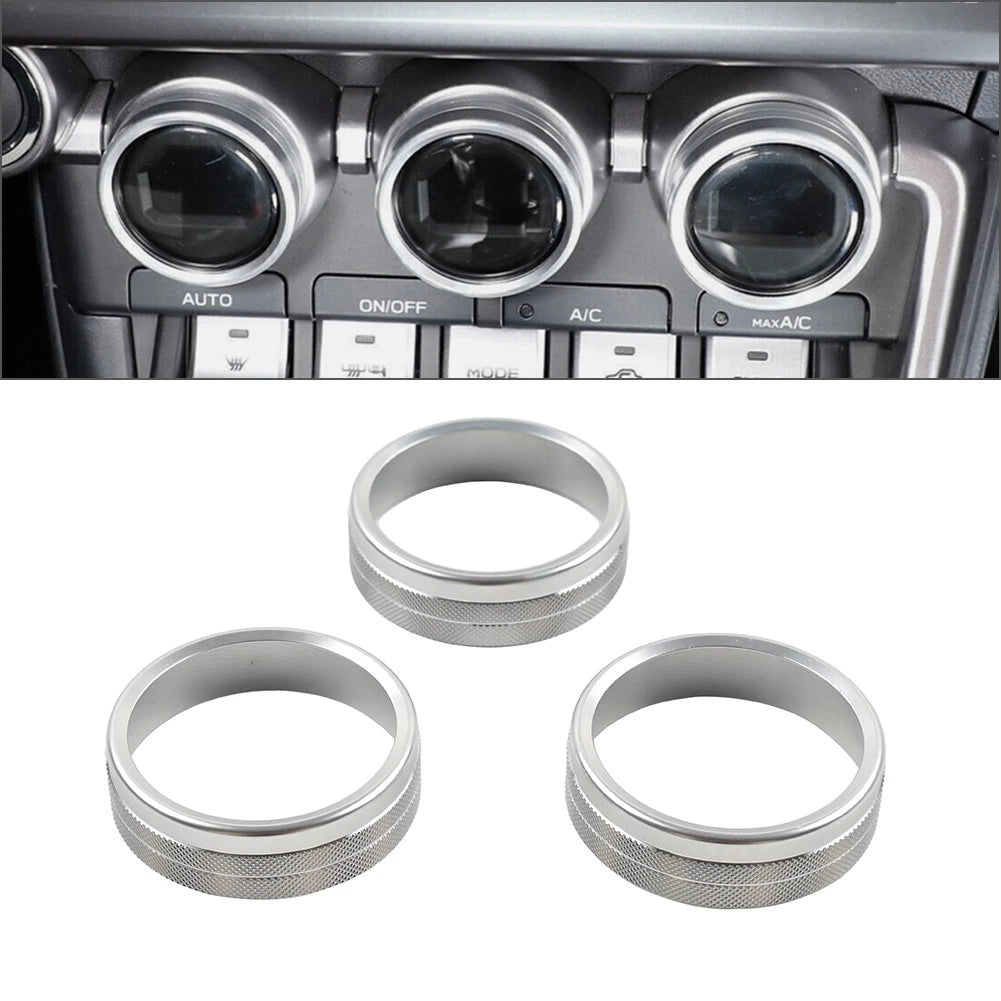 Silver Center Console AC Knob Ring Trim for Subaru BRZ, Toyota GR86 (2021–2024)